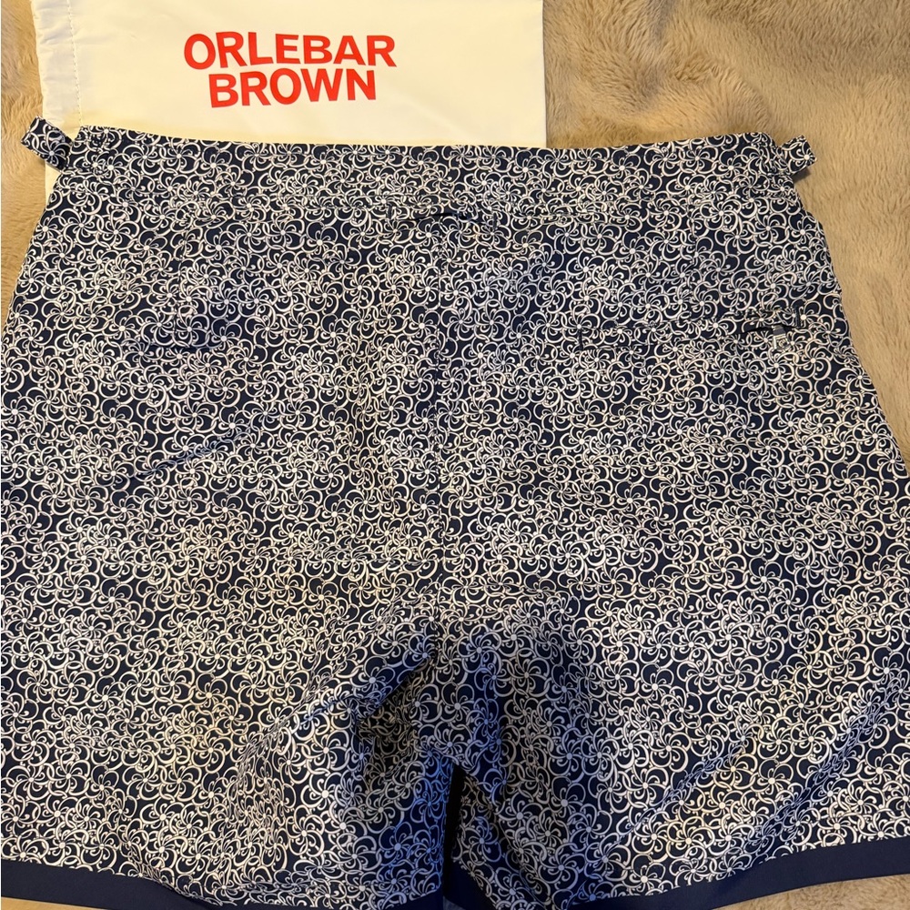 Orlebar Brown Blue and White Patterned Shorts 32
